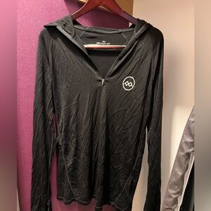 Men’s 100% Merino wool quarter zip hoodie, 2XL black